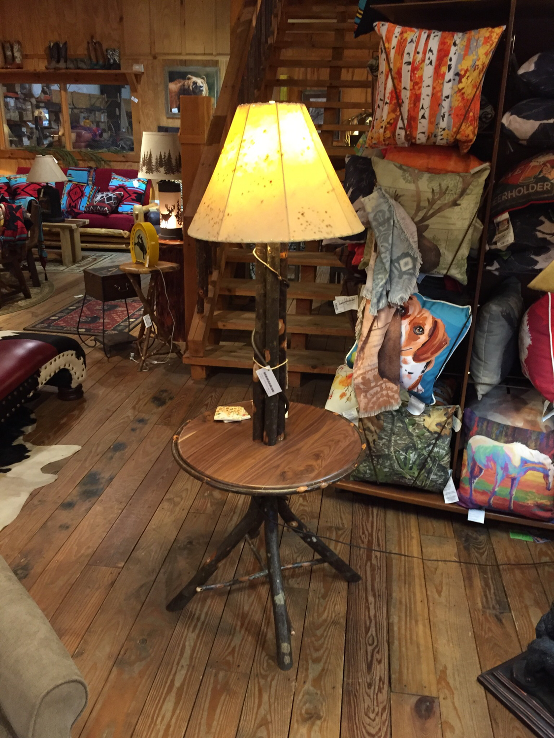 Floor Lamp with Hickory Table