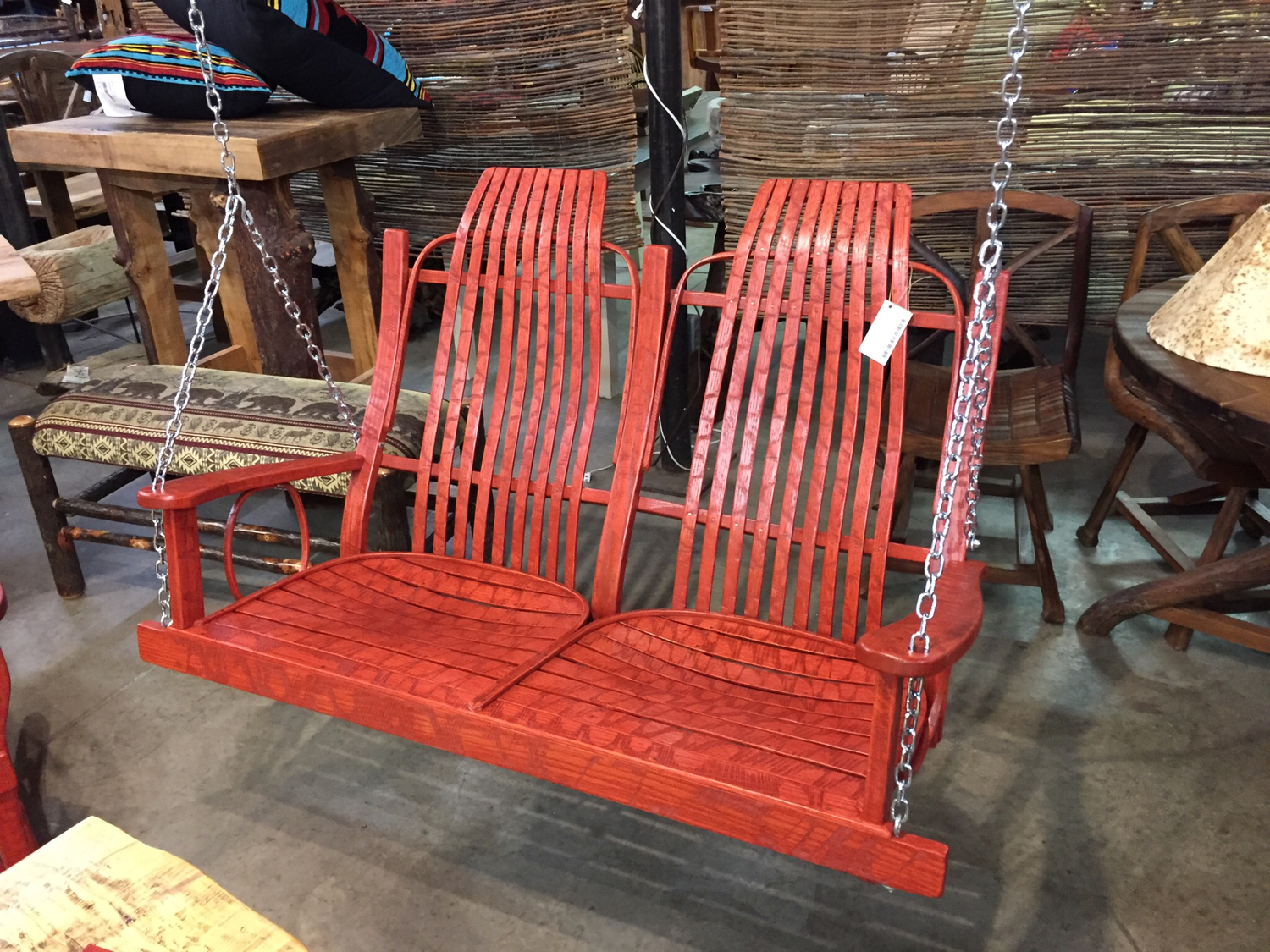 Oak Swing Distressed Red Outdoor Finish