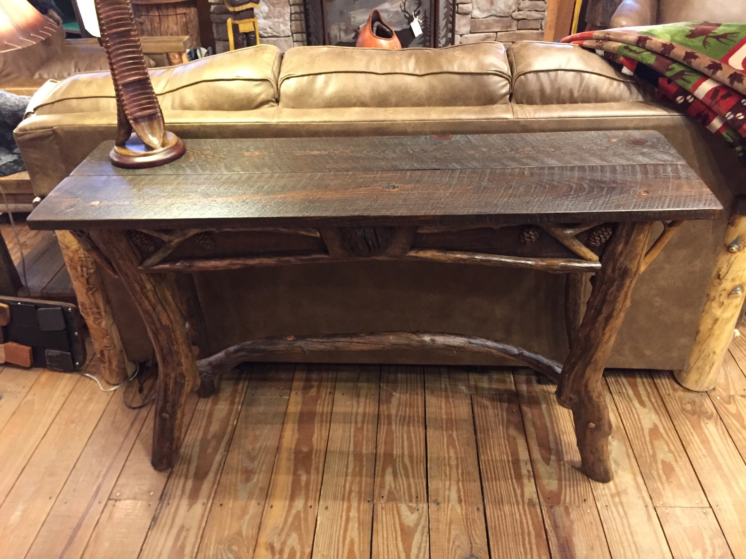 Woodland Barnwood Console/Entry Table with Sourwood Legs 