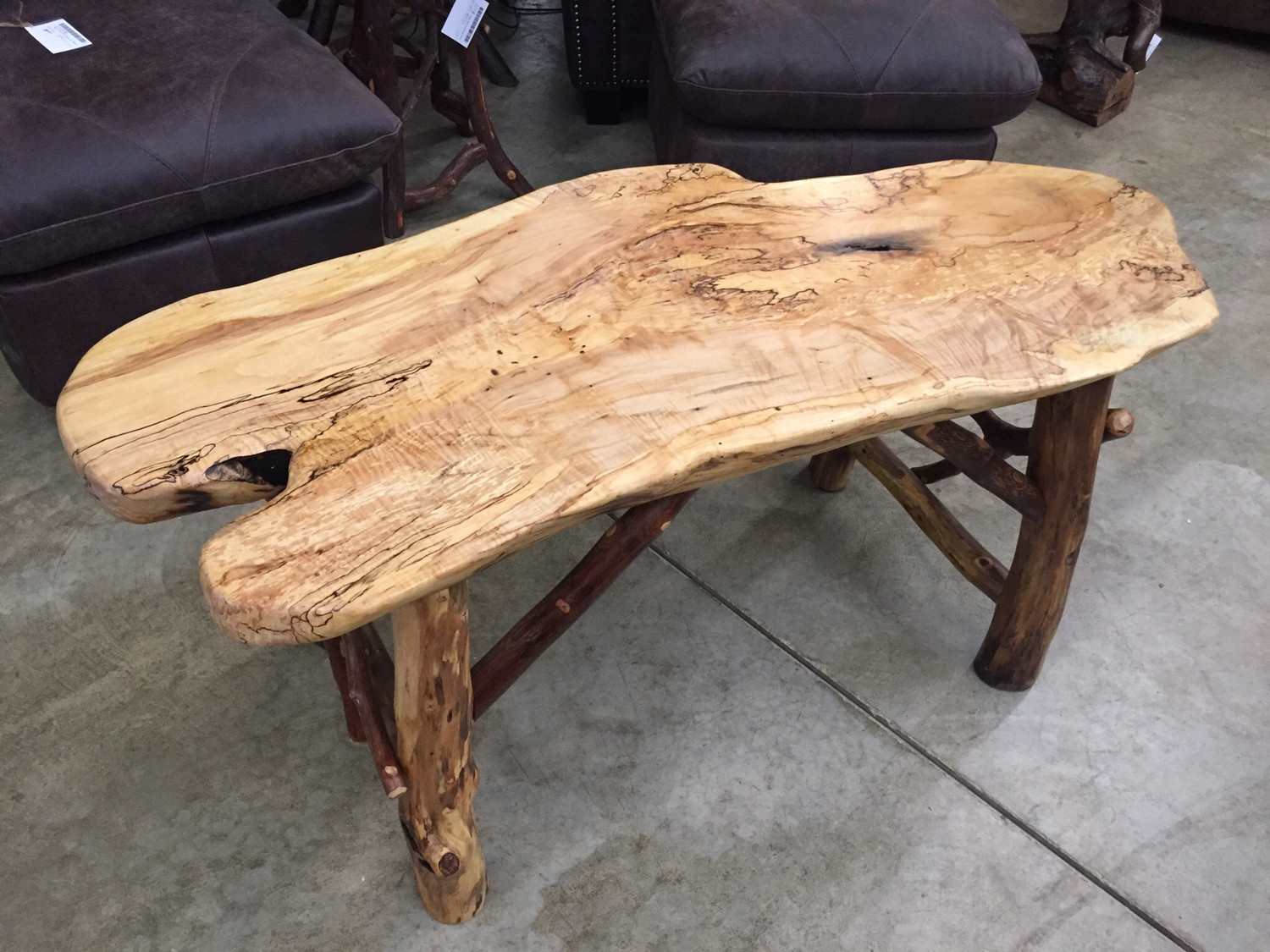 Coffee Table Maple Slab with Locust and Mountain Laurel Base