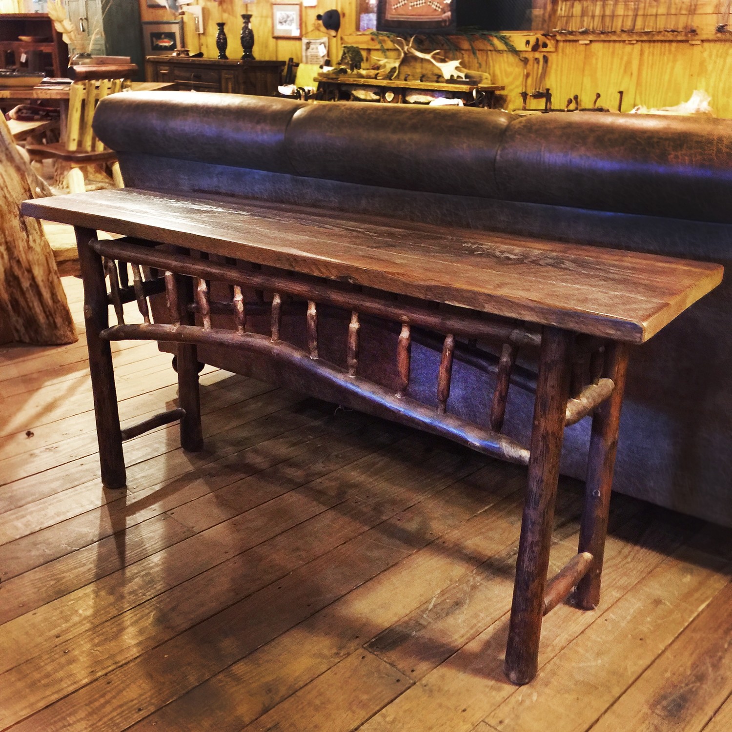 Hickory And Reclaimed Wood Sofa Table