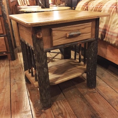 Hickory and Oak Nightstand Natural Finish