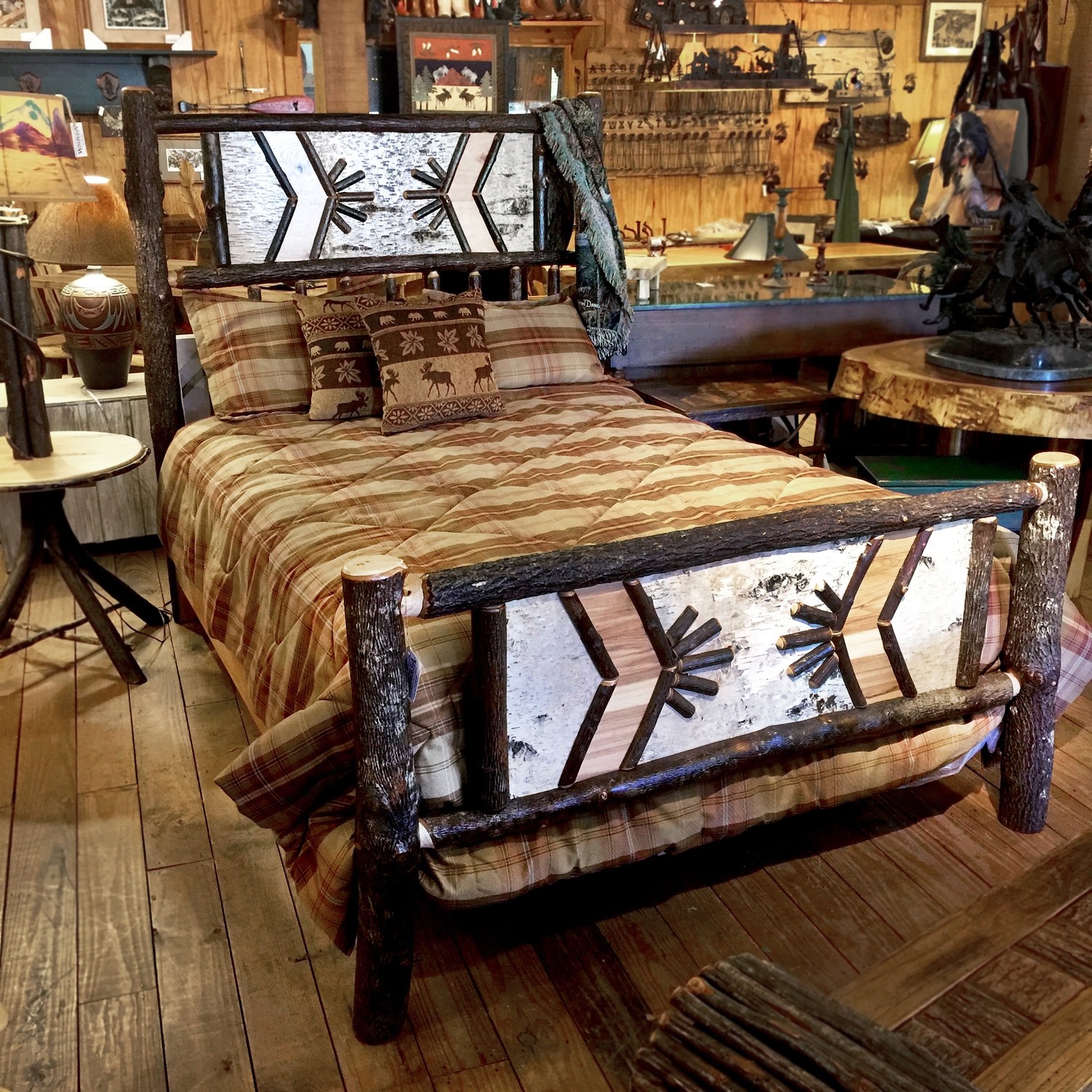 Custom Hickory Queen Adirondack Complete Bed