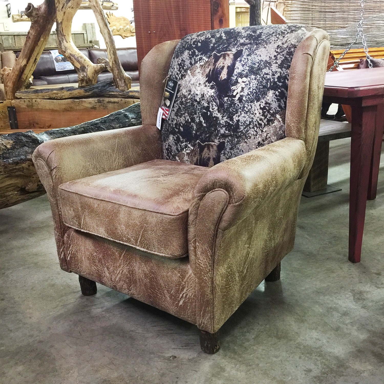 Wing Chair w/Hickory Legs -Bear
