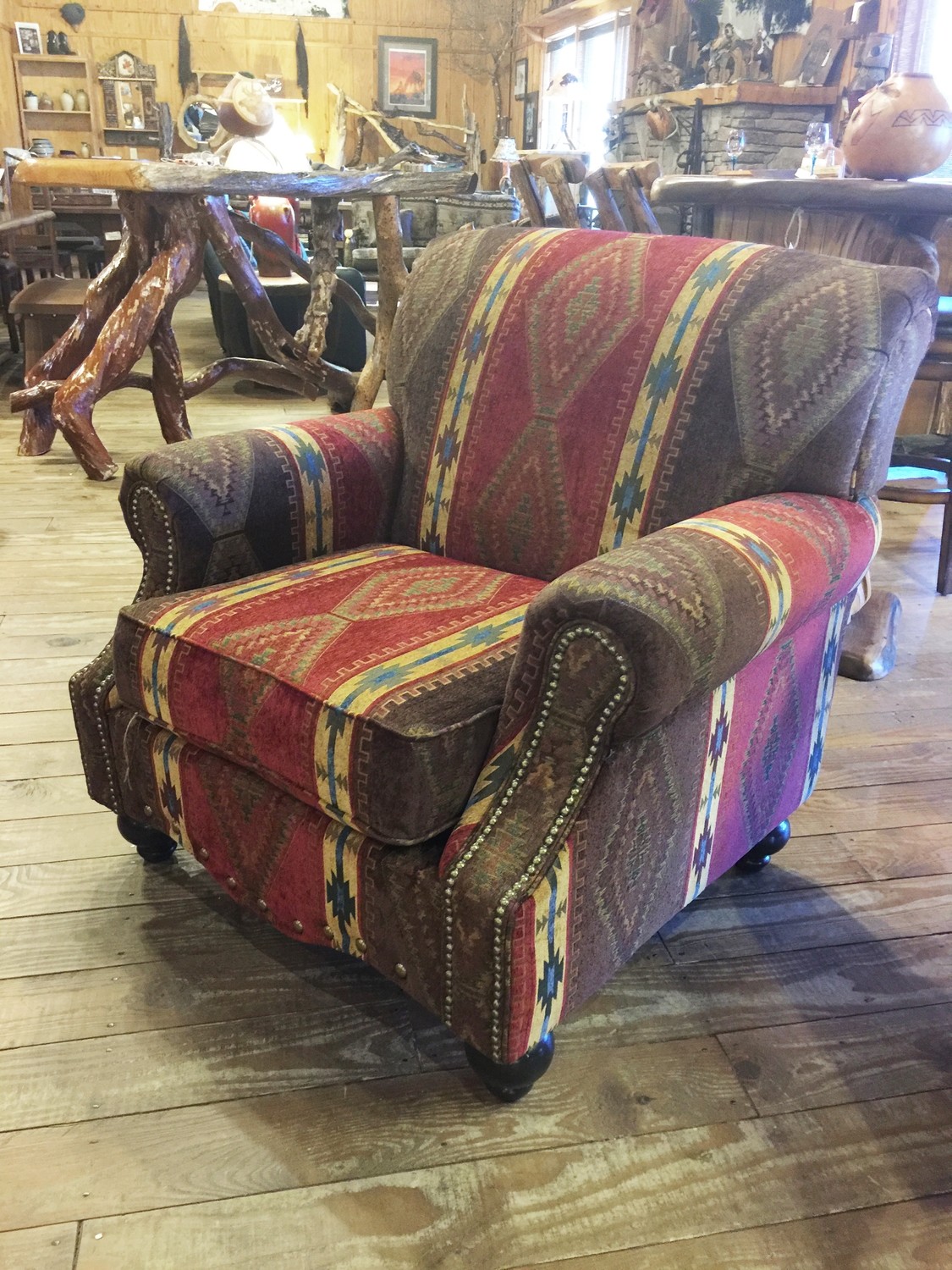 Oliver Chair Covered in Apache Sunset Fabric
