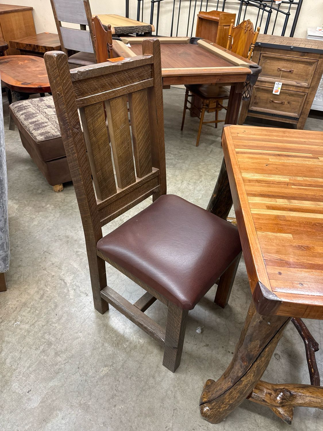 Leather Seat Barn Wood Chair