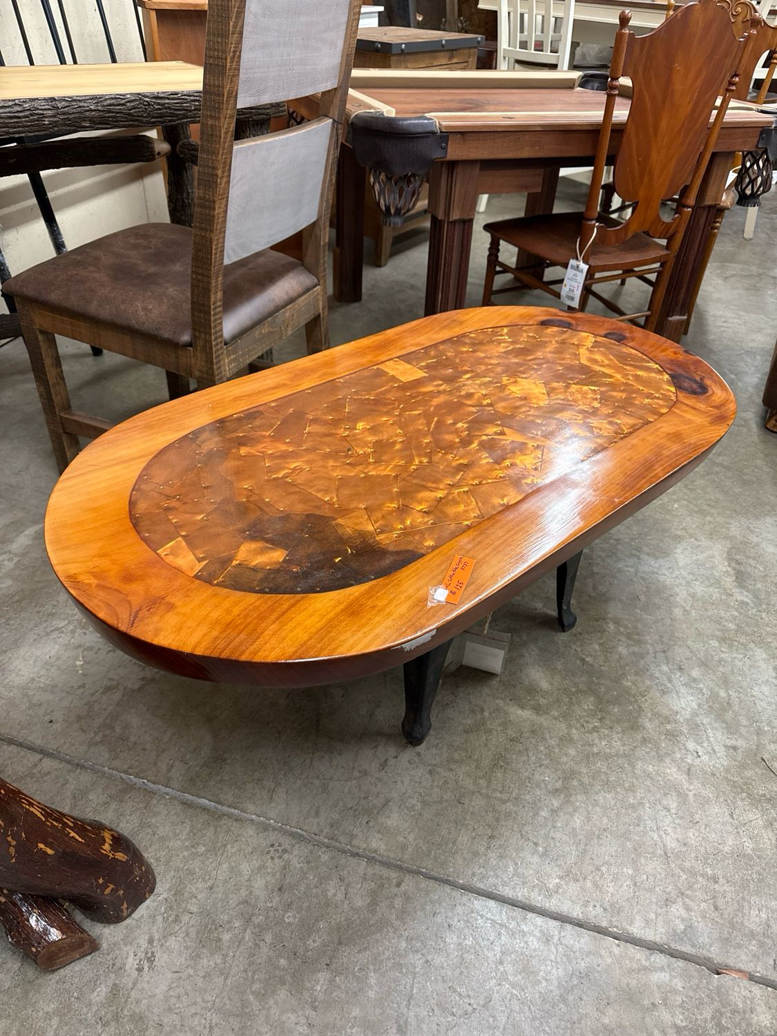 Wood And Copper Coffee Table