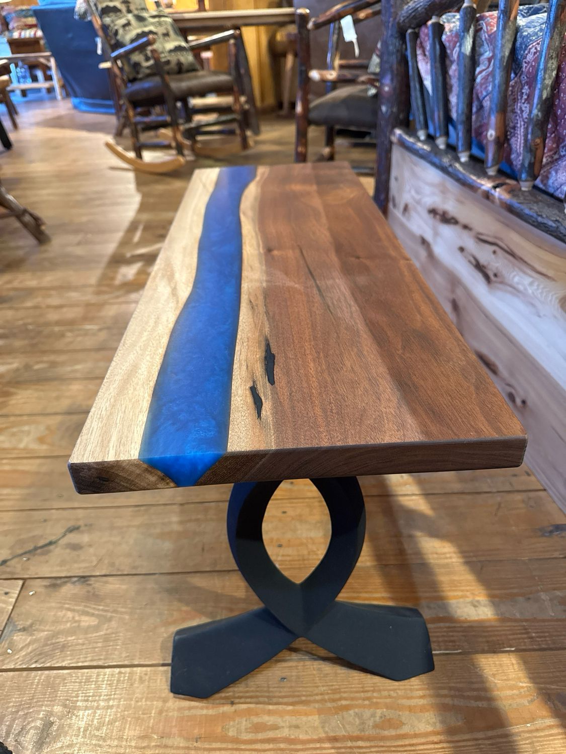 Deep Blue River Table Bench