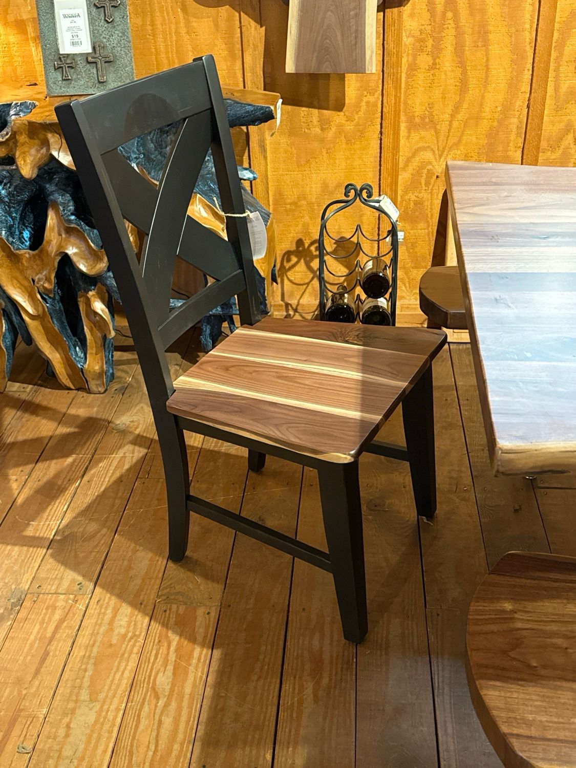 Walnut And Black Side Chair