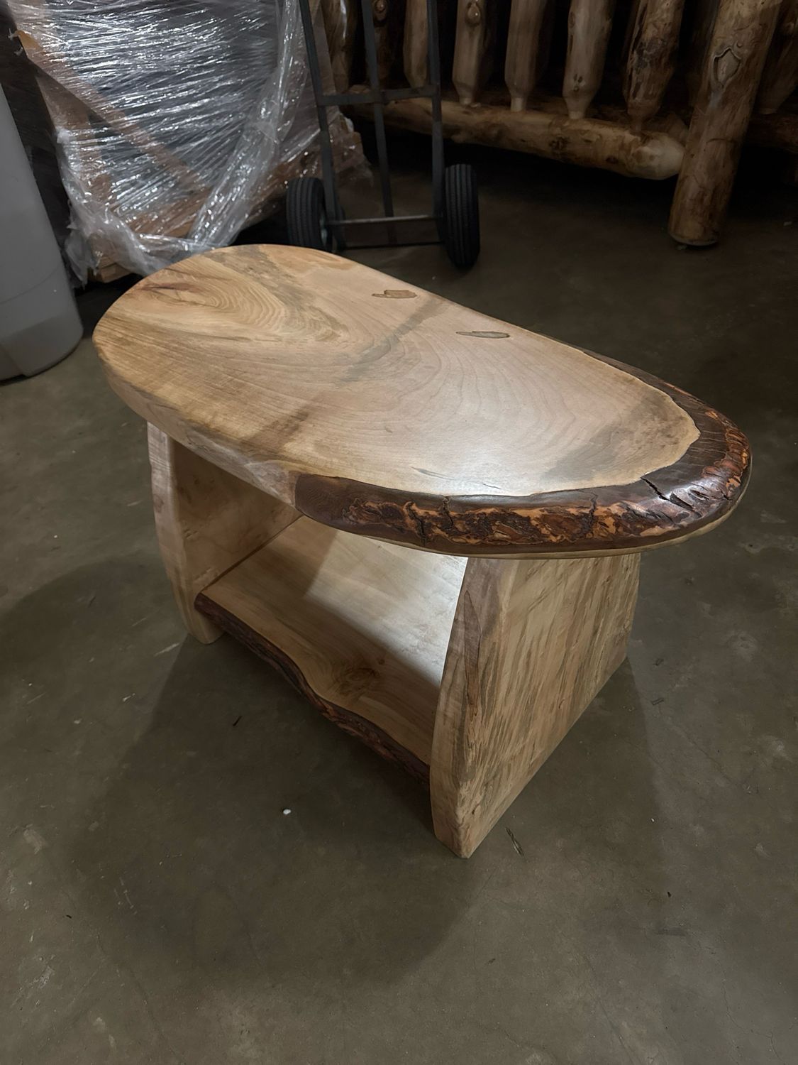 Maple Slab Coffee Table With Shelf
