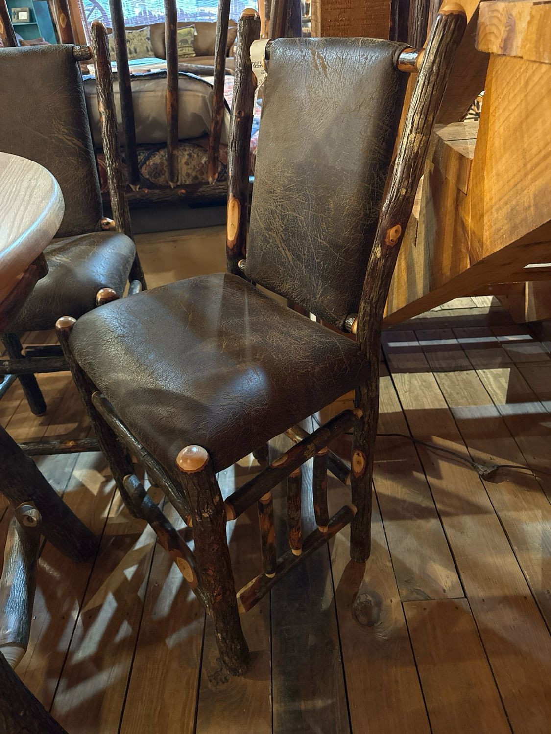 Hickory Upholstered Straight Back Bar Stool