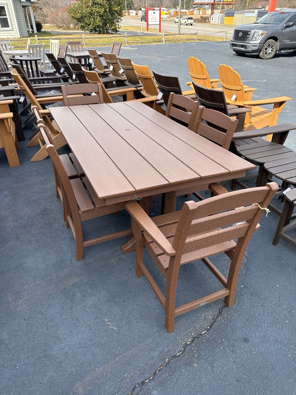 Lakeside 7 Piece Farmhouse Dining Set Teak