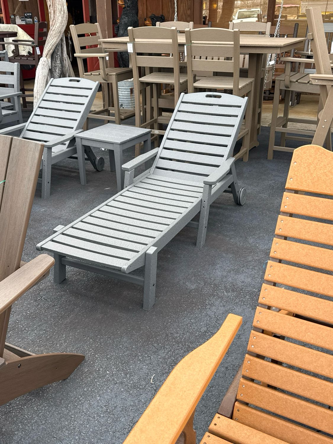 Nautical Chaise W/arm Slate Gray