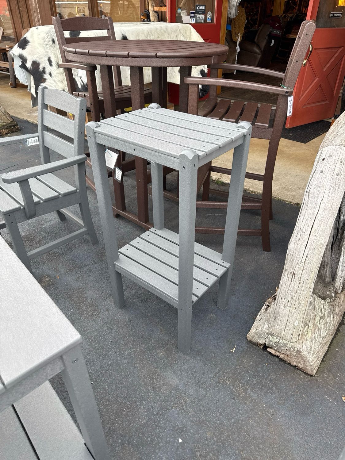 2 Shelf Bar Side Table Slate Gray