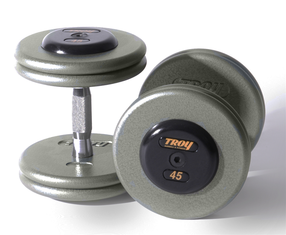 TROY Pro Style Dumbbells – Gray Hammertone
