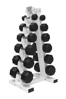 VTX Rubber Dumbbells &quot;6-Pair A-Frame Rack&quot; Pack