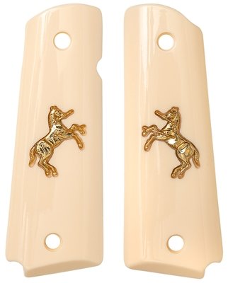 1911 Full Sized Ivory Polymer with Colt Rampant Horse Gold Inlay