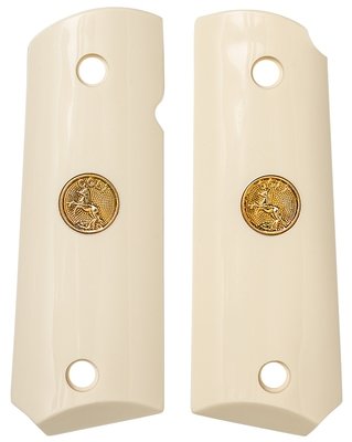 1911 Compact Sized Ivory Polymer with Gold Colt Medallion.