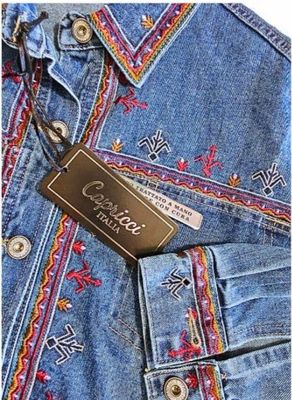 Campera jean bordada