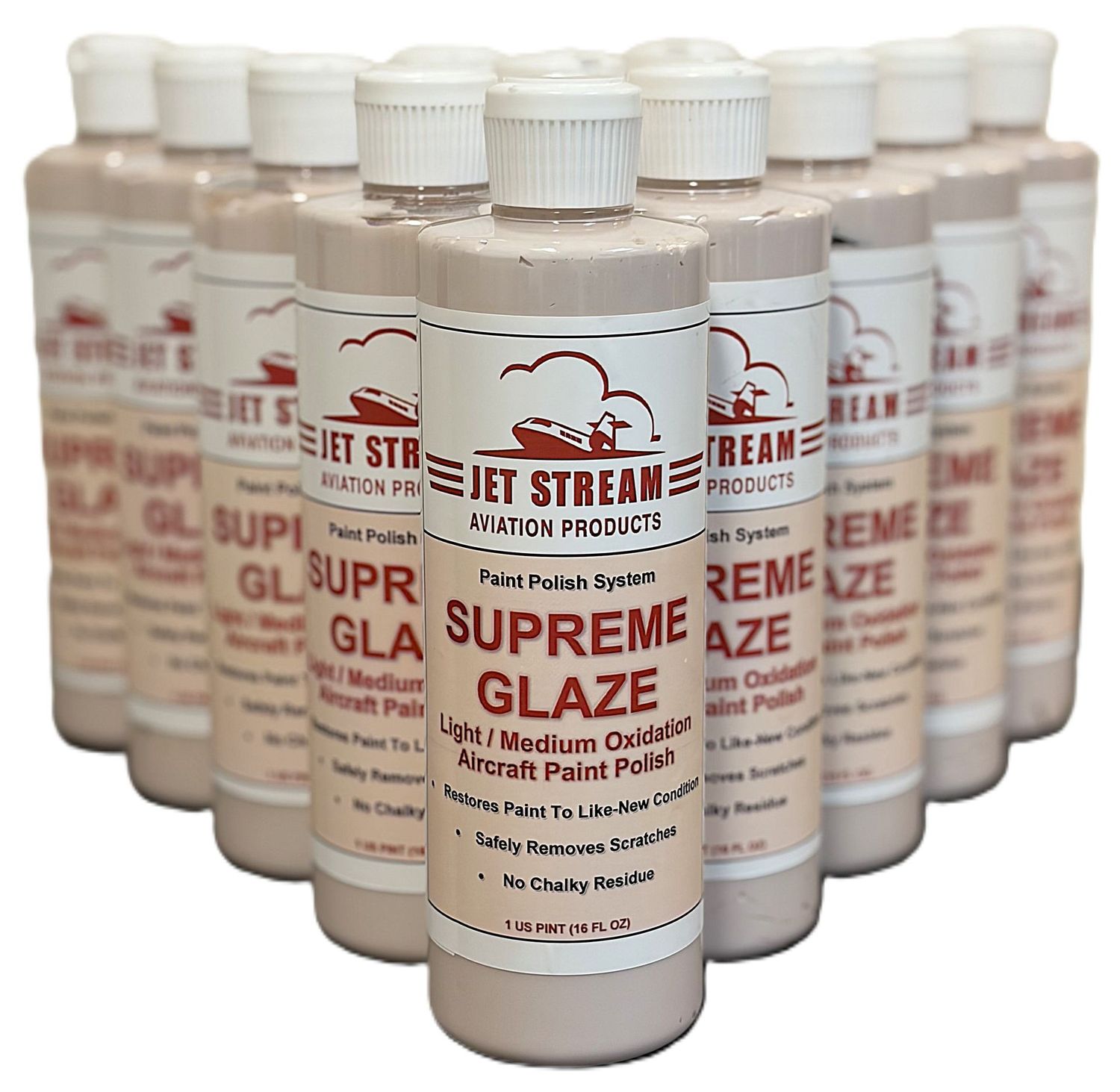 Supreme Glaze Light / Medium Oxidation Aircraft Paint Polish - Case 12 Pints - 16 FL OZ Bottles