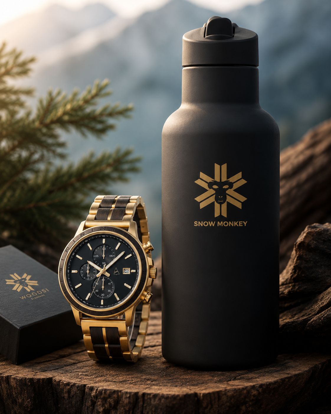 Lesena ura WOODSI ZENIT gold
