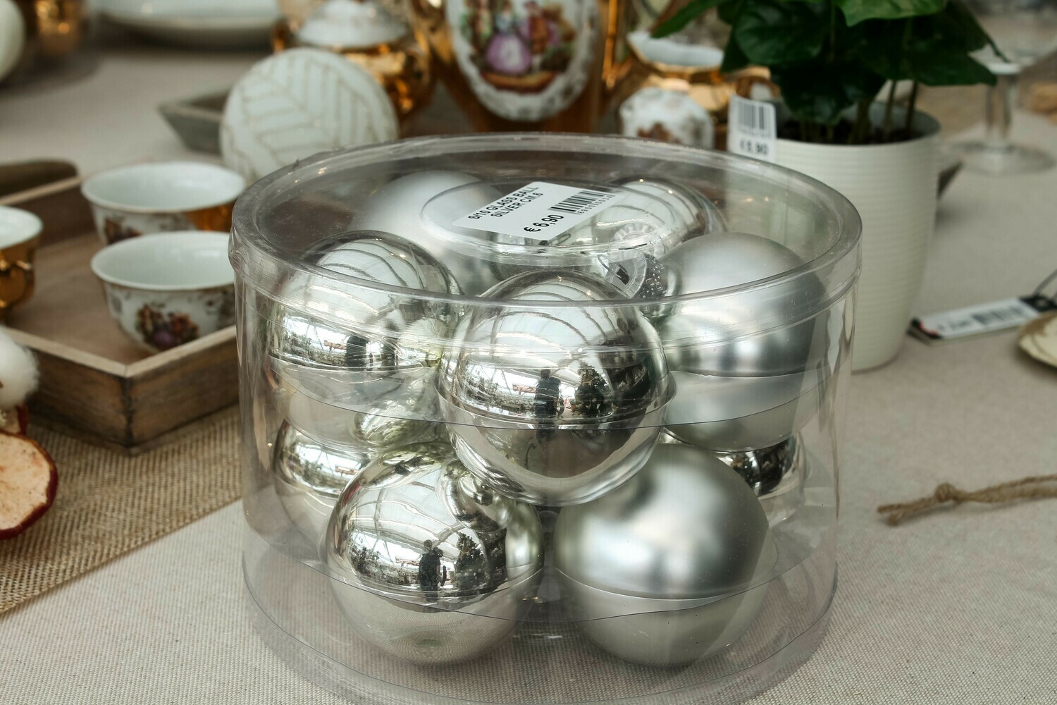 10 PEZZI PALLE ARGENTO OPACHE/LUCIDE	CM. 6