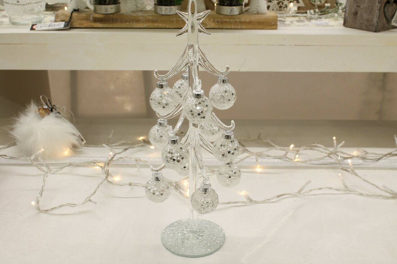ALBERO VETR + PALLINE ARG H. 30 CM