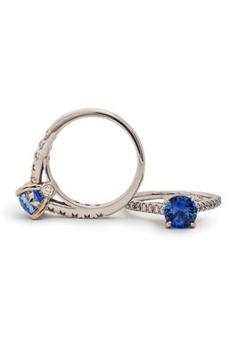 Sapphire + Diamond Cathedral Engagement Ring
