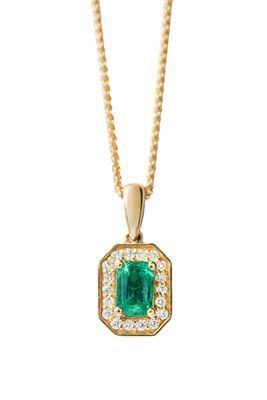 Emerald and Diamond Halo Pendant