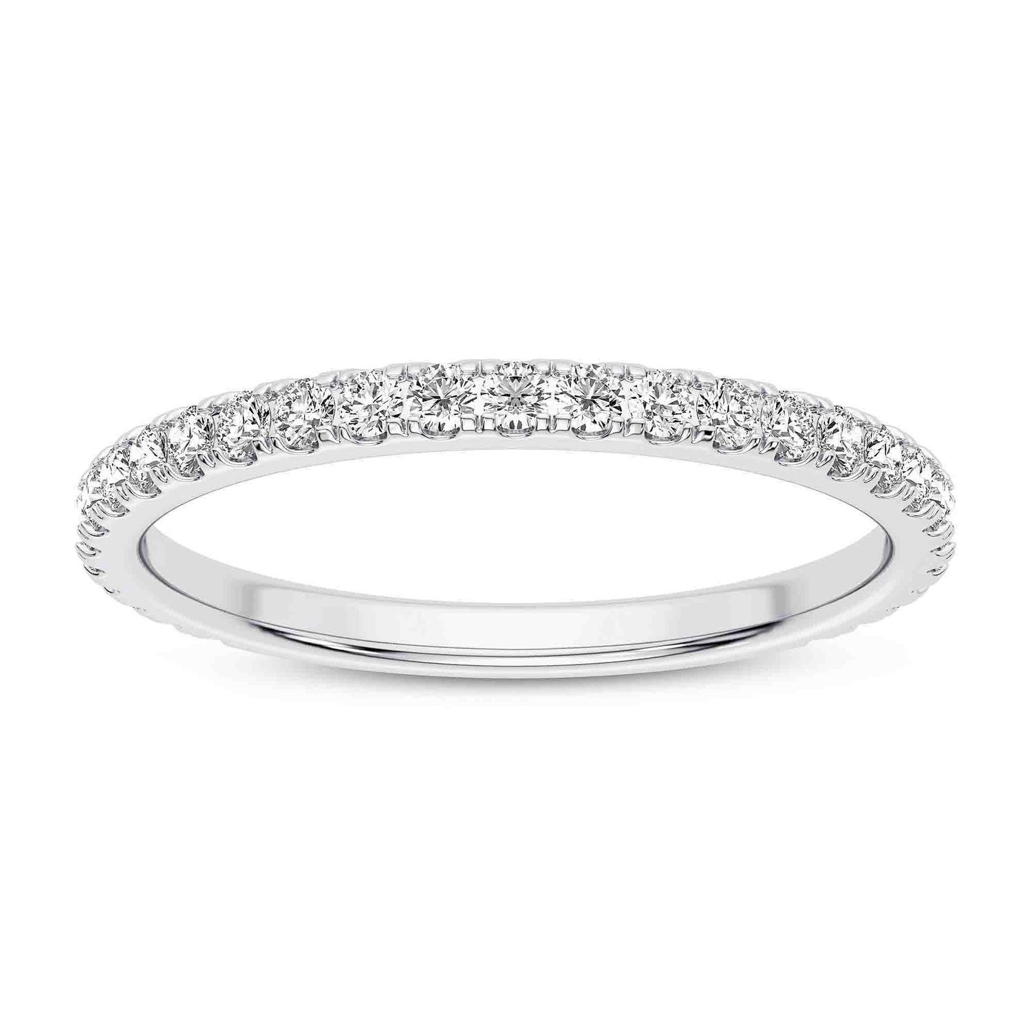 Low Profile Three Quarter Diamond Band, Metal: 14K White, Size: 5