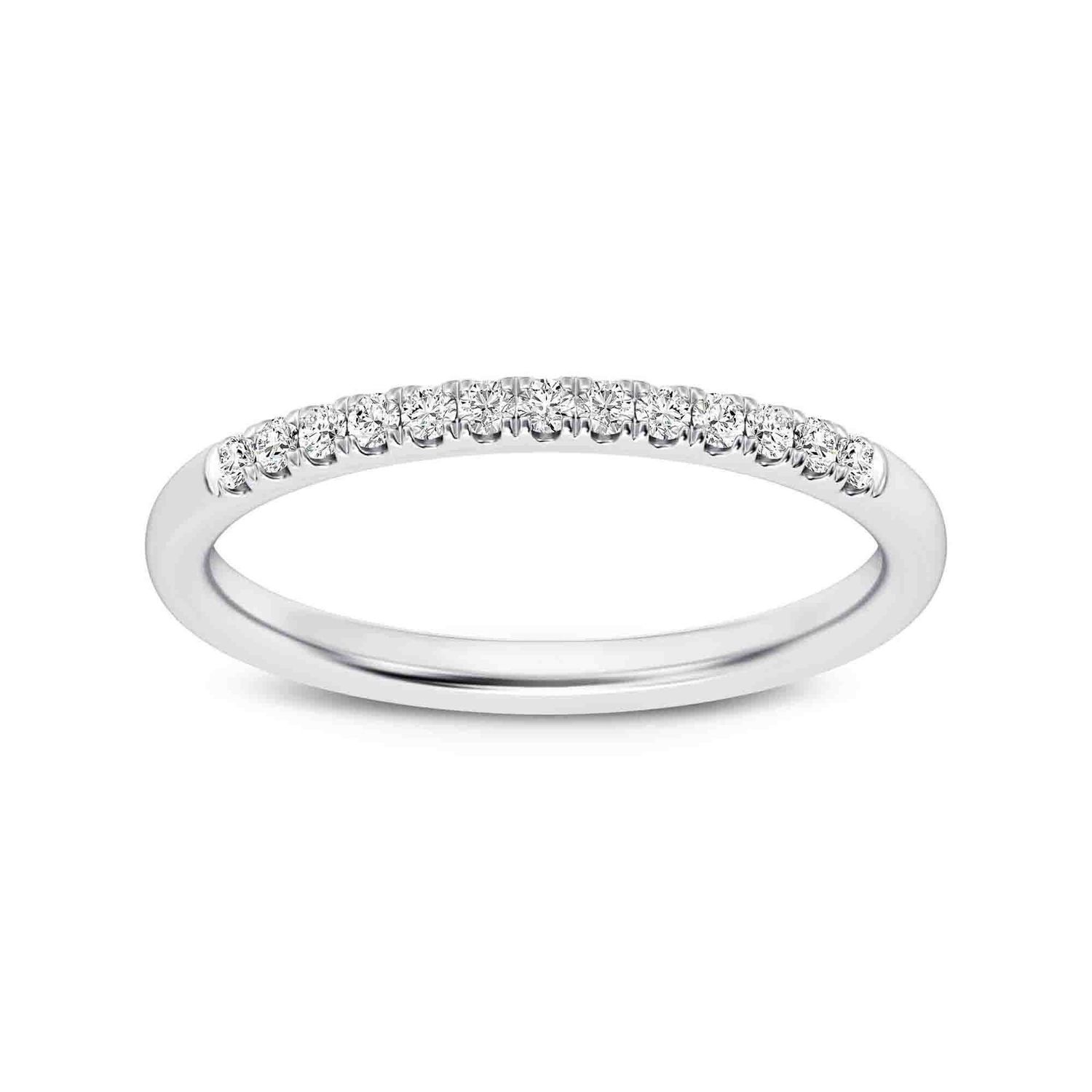 Low Profile Part Way Diamond Band (0.18 cttw), Metal: 14K White, Size: 8