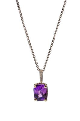 14KW Purple Sapphire + Diamond Pendant
