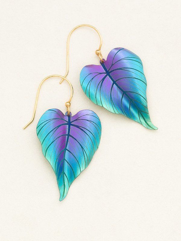 Purple &amp; Turquoise Tropical Heart Earrings