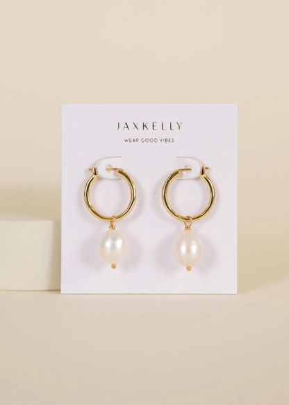 Pearl Drop Hoop Earrings