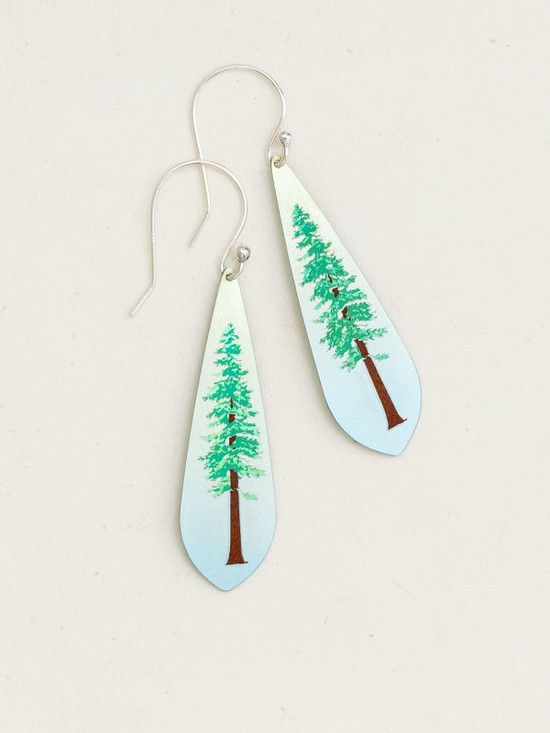 Blue California Redwood Earrings