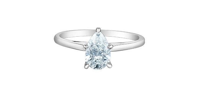 14Kwg Pear Solitaire 1.03ct Diamond Ring