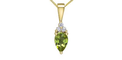 10K YG Peridot 0.03ct Diamond Necklace