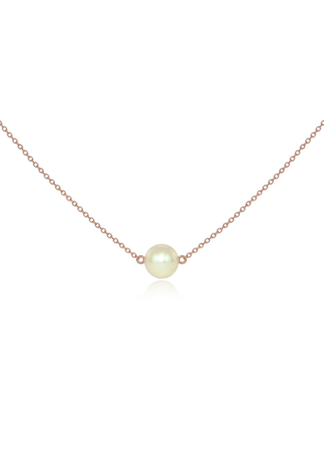 Pearl 14k rose gold sideways pendant