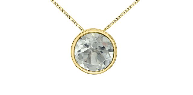 10K YG White Topaz Bezel Pendant