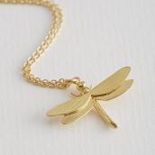 Dragonfly Necklace Gold Plated