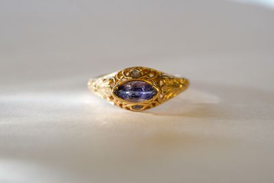 14k Vintage Filigree Ring with Tanzanite &amp; Emeralds