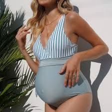 Maternity badpak Green Stripes