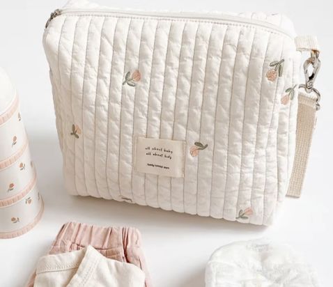Embroidered cotton stroller bag, Design: Tulip