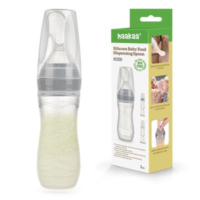 Silicone baby food dispensing spoon
