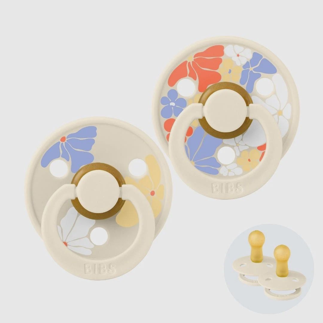 Bibs studio collection speen (round nipple), Design: Morning bloom Ivory mix, Size: Size 1
