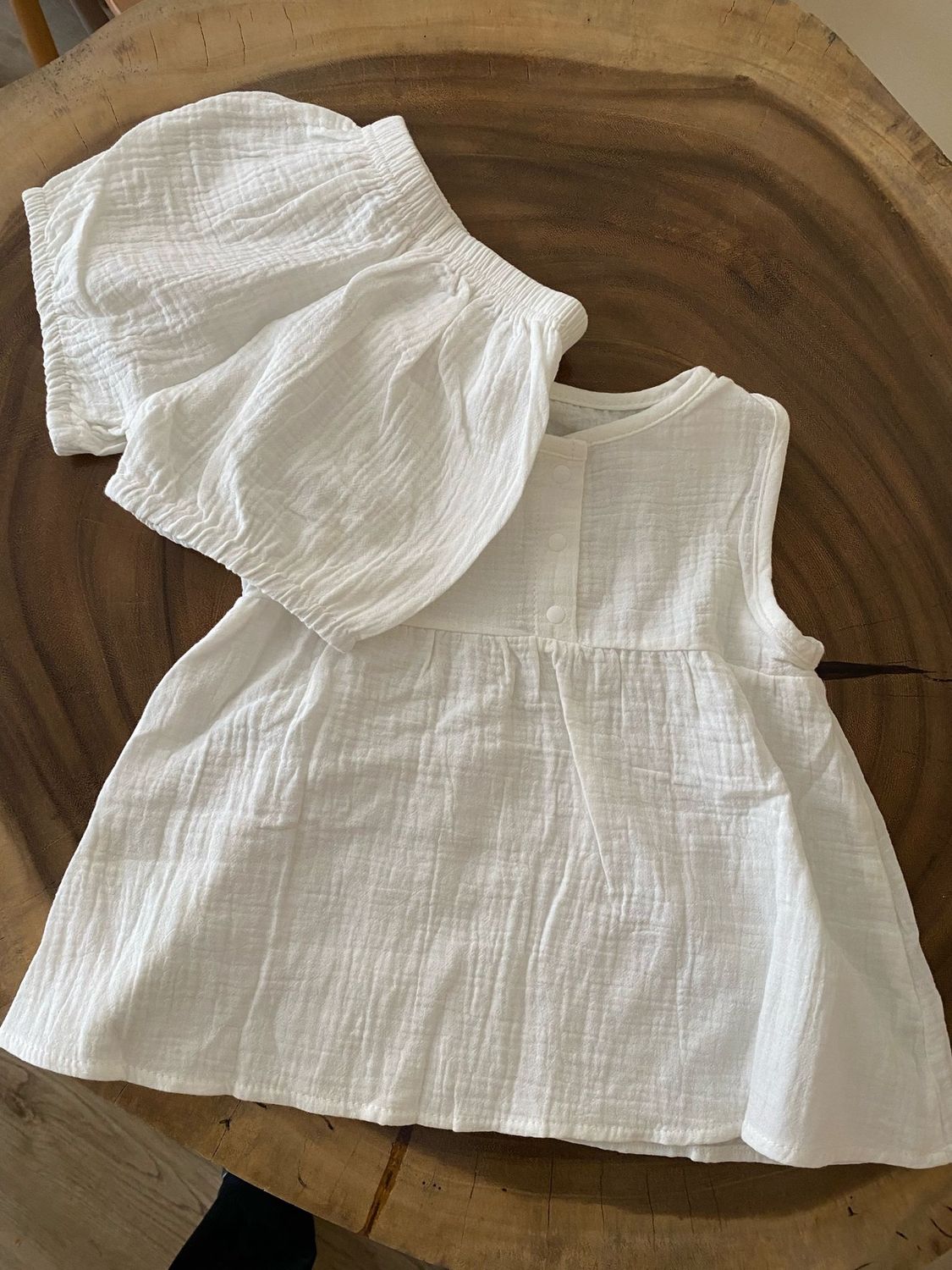 Mousseline Jurkje met Broekje, Colour: Wit, Size: 6-9mnd