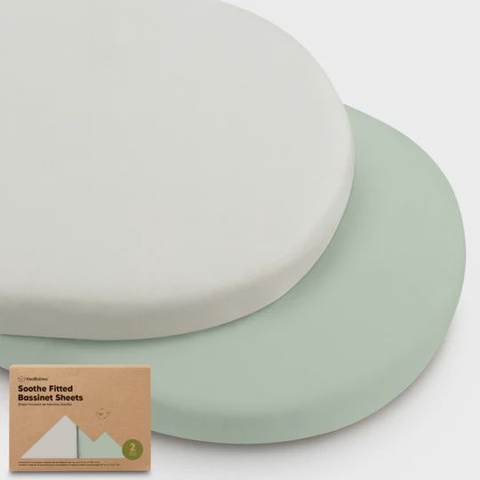 2-Pack Isla Fitted Bassinet Sheets, Design: Sage