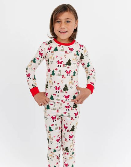 Cozy Christmas Bamboo Long Sleeve Kids Pajama Set, Colour: Cosy Christmas, Size: 2T