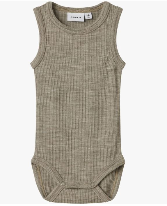 Wool Rib Tank Romper, Colour: Sage, Size: 50