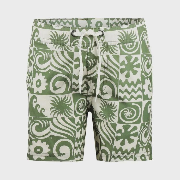 Jongens zwembroek olijfgroen off white
